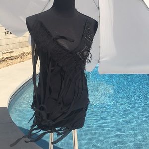 BCBGMaxAzria Collection. Silk camisole, fringe